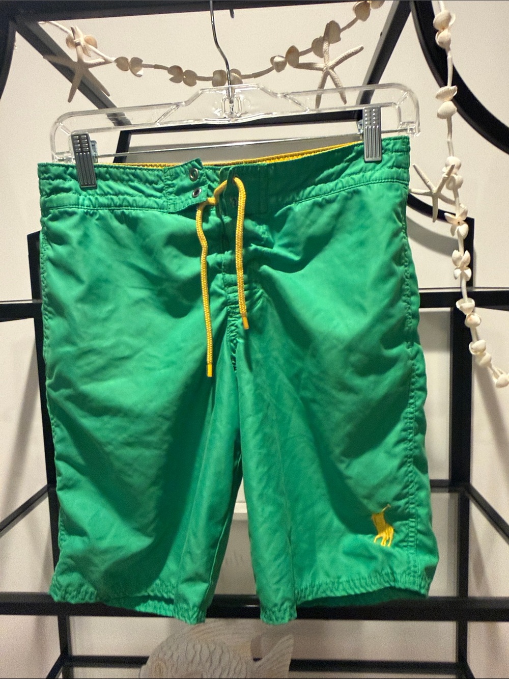 Polo by Ralph Lauren Green Swim Trunks with Yellow Accents